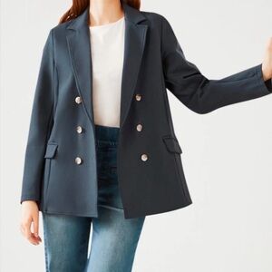 Betabrand XS Double Breasted Stretch Blazer Navy Brand New
